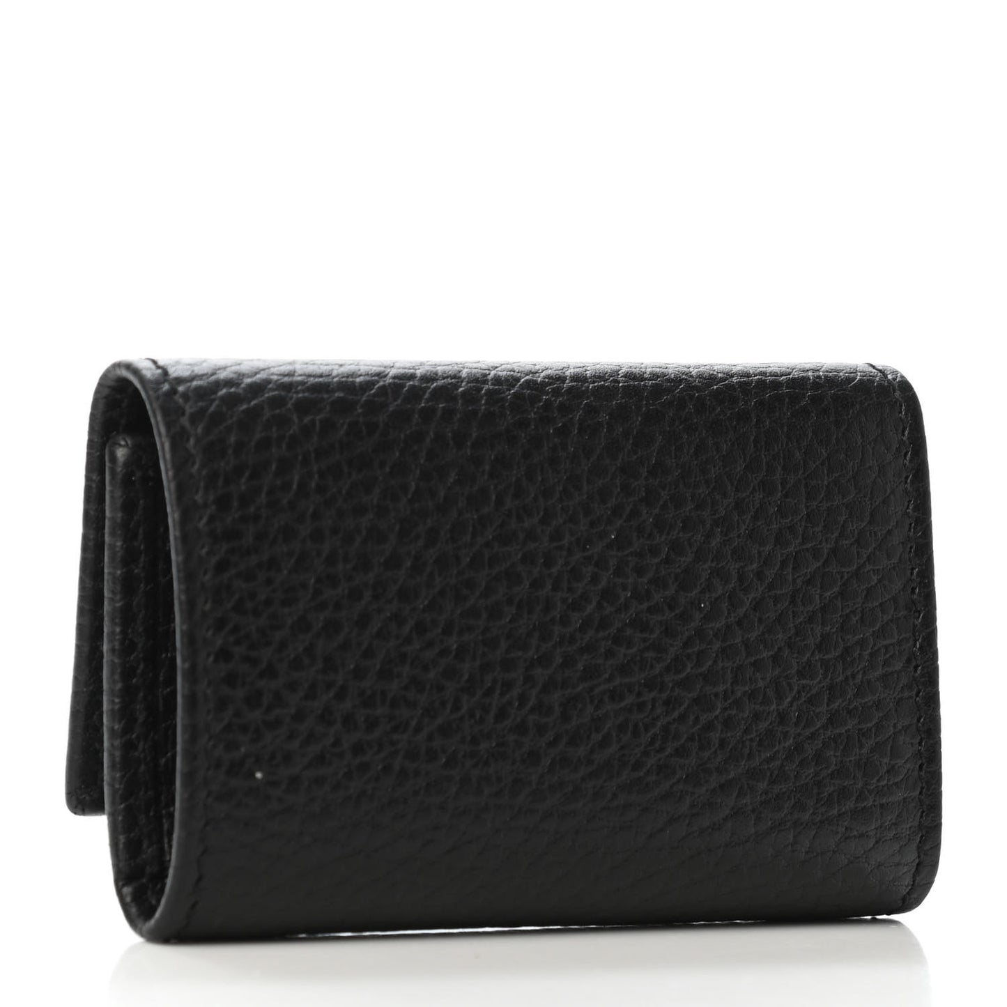 Pebbled Calfskin GG Marmont 6 Key Holder Black
