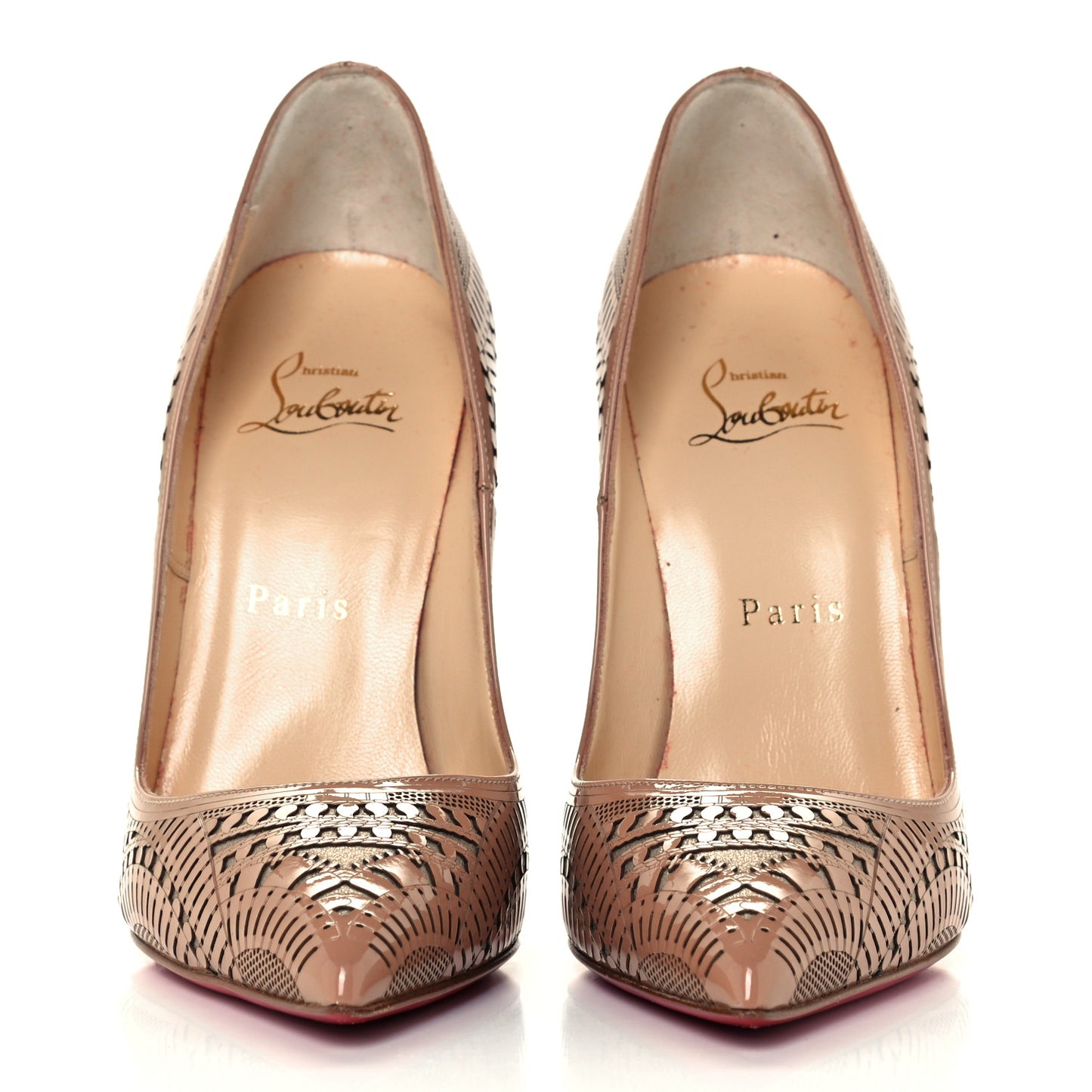 Patent Suede Burma Laser Cut Kristali 120 Pumps 36 Nude