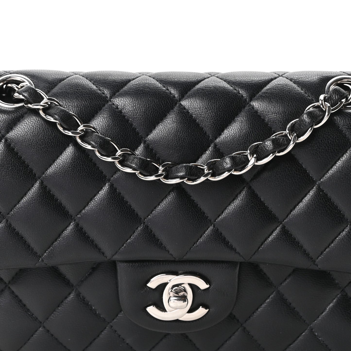 Lambskin Quilted Small Double Flap Black