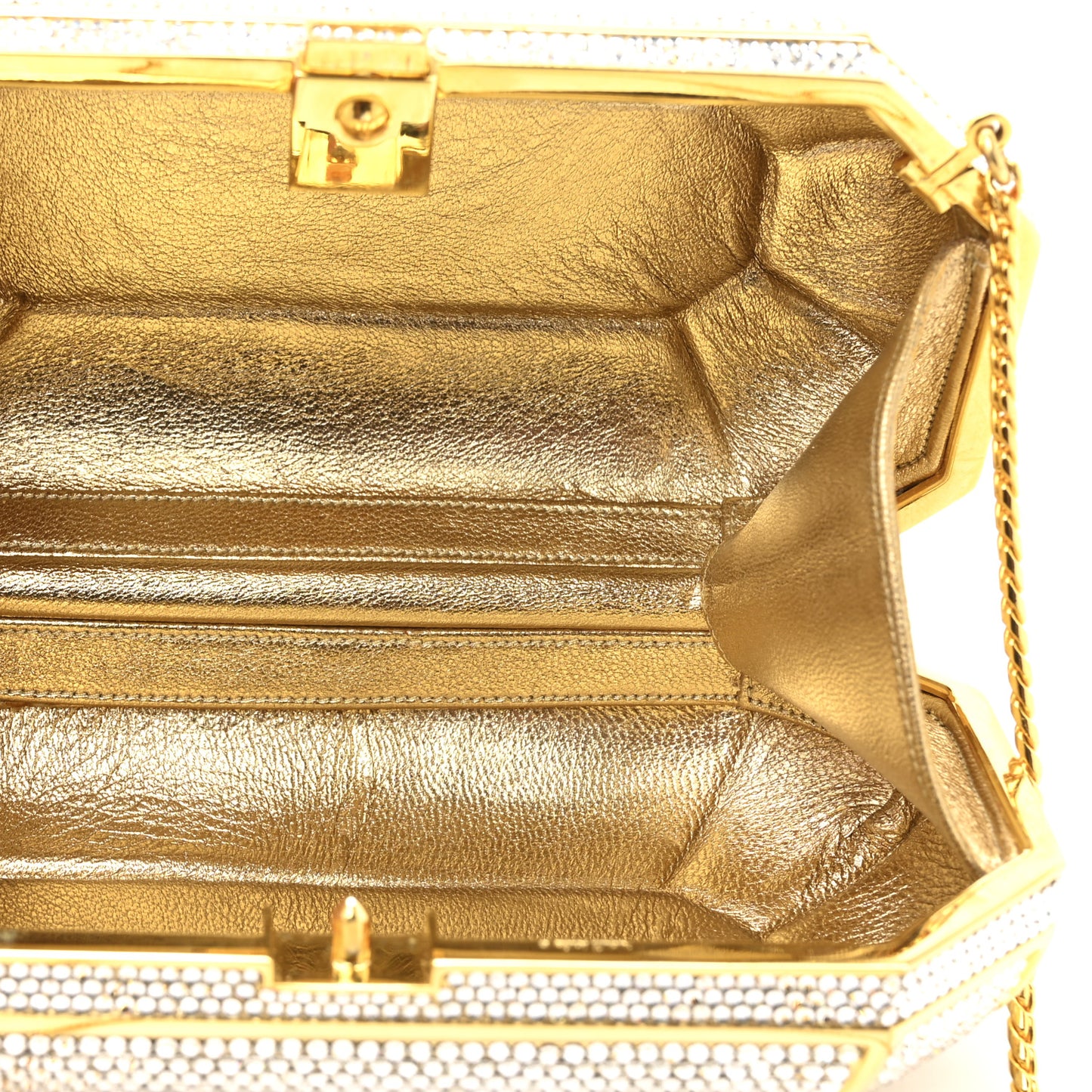 Swarovski Crystal Minaudiere Clutch Gold Silver