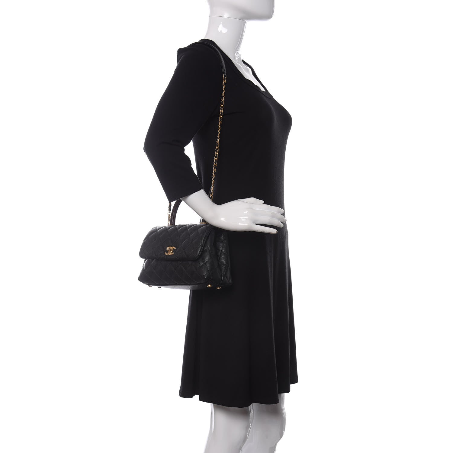 Chanel Caviar Lizard Embossed Quilted Mini Coco Handle Flap Black 2 of 11