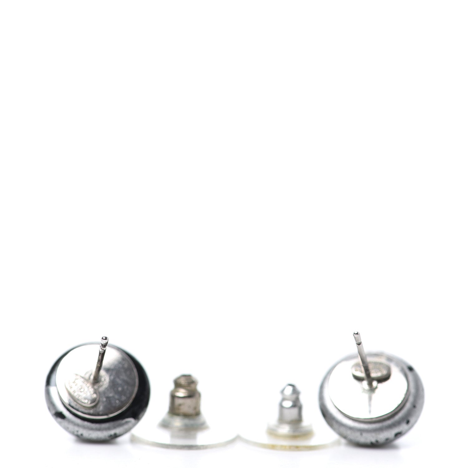 Chanel Resin CC Earrings Silver 3 of 4