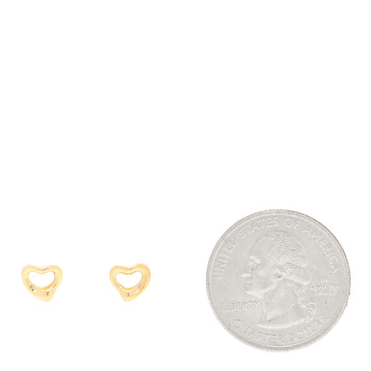 Tiffany 18K Yellow Gold 7mm Elsa Peretti Open Heart Earrings 2 of 5