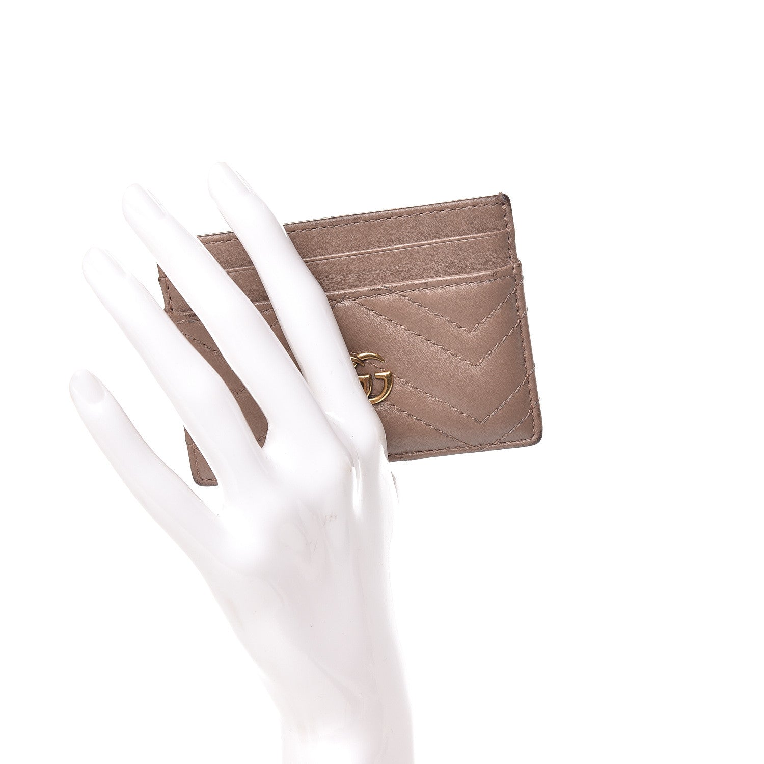 Gucci Calfskin Matelasse GG Marmont Card Holder Porcelain Rose 2 of 12