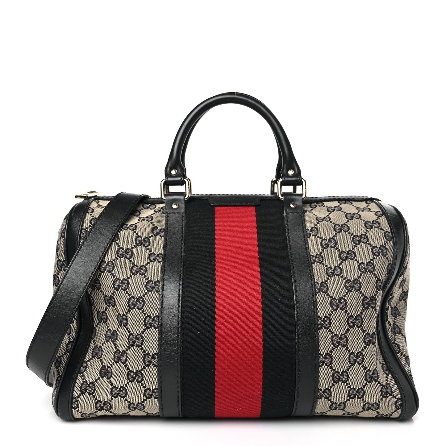 Monogram Selleria Calfskin Vintage Web Medium Boston Beige Blue