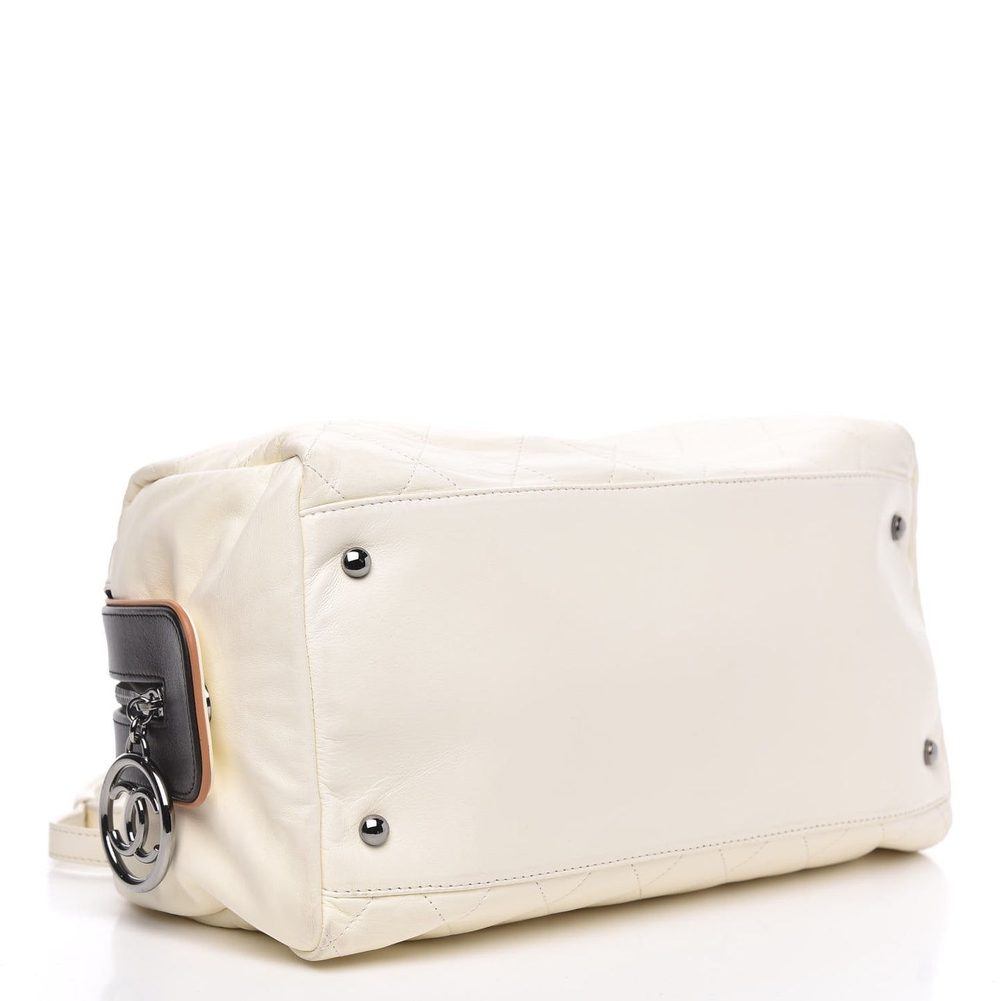 Lambskin Quilted Bowler White
