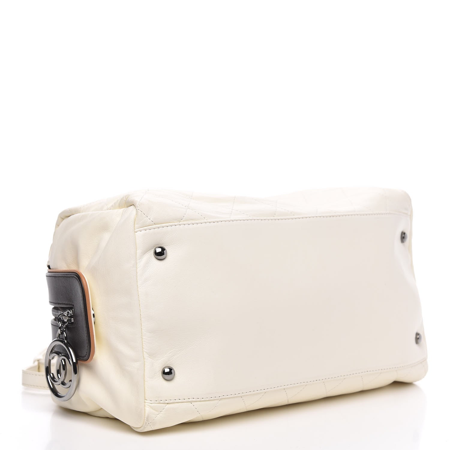 Chanel Lambskin Quilted Bowler White 4 of 11