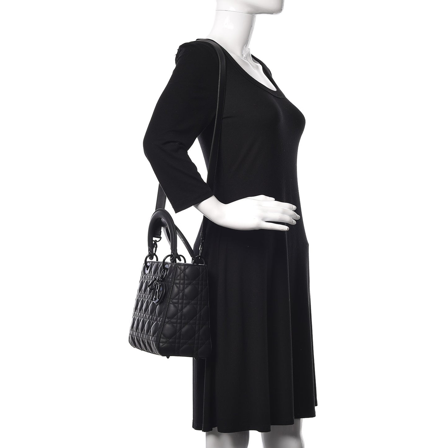 Ultra Matte Calfskin Cannage Medium Lady Dior Black