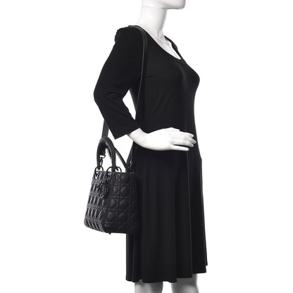 Christian Dior Ultra Matte Calfskin Cannage Medium Lady Dior Black 2 of 11
