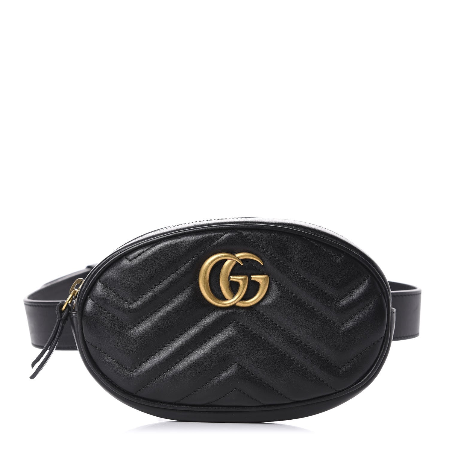 Gucci Calfskin Matelasse GG Marmont Belt Bag 75 30 Black 1 of 11