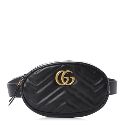 Gucci Calfskin Matelasse GG Marmont Belt Bag 75 30 Black 1 of 11