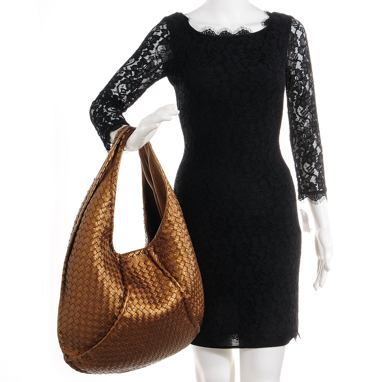 Cervo Intrecciato Large Simple Hobo New Bronze