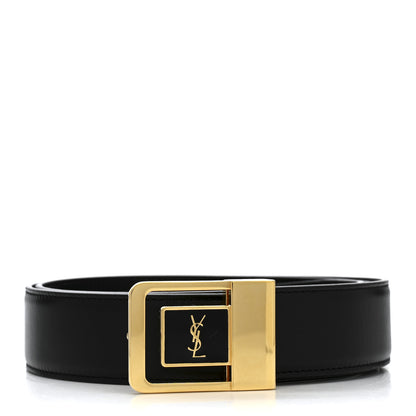 Saint Laurent Lacquered Calfskin La 66 Buckle Belt 85 34 Black 1 of 6