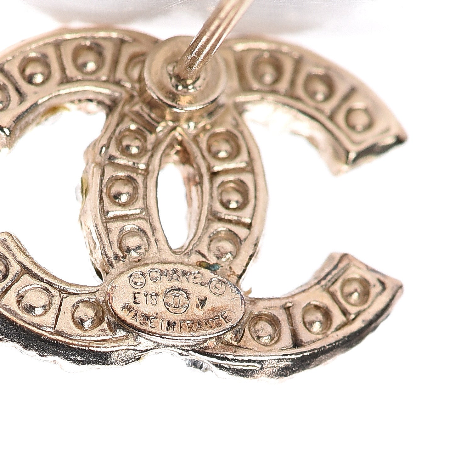 Chanel Pearl CC Earrings Gold 4 of 4