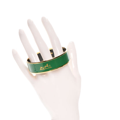 Hermes Enamel Wide Caleche Bracelet 65 Vert Sapin 2 of 6