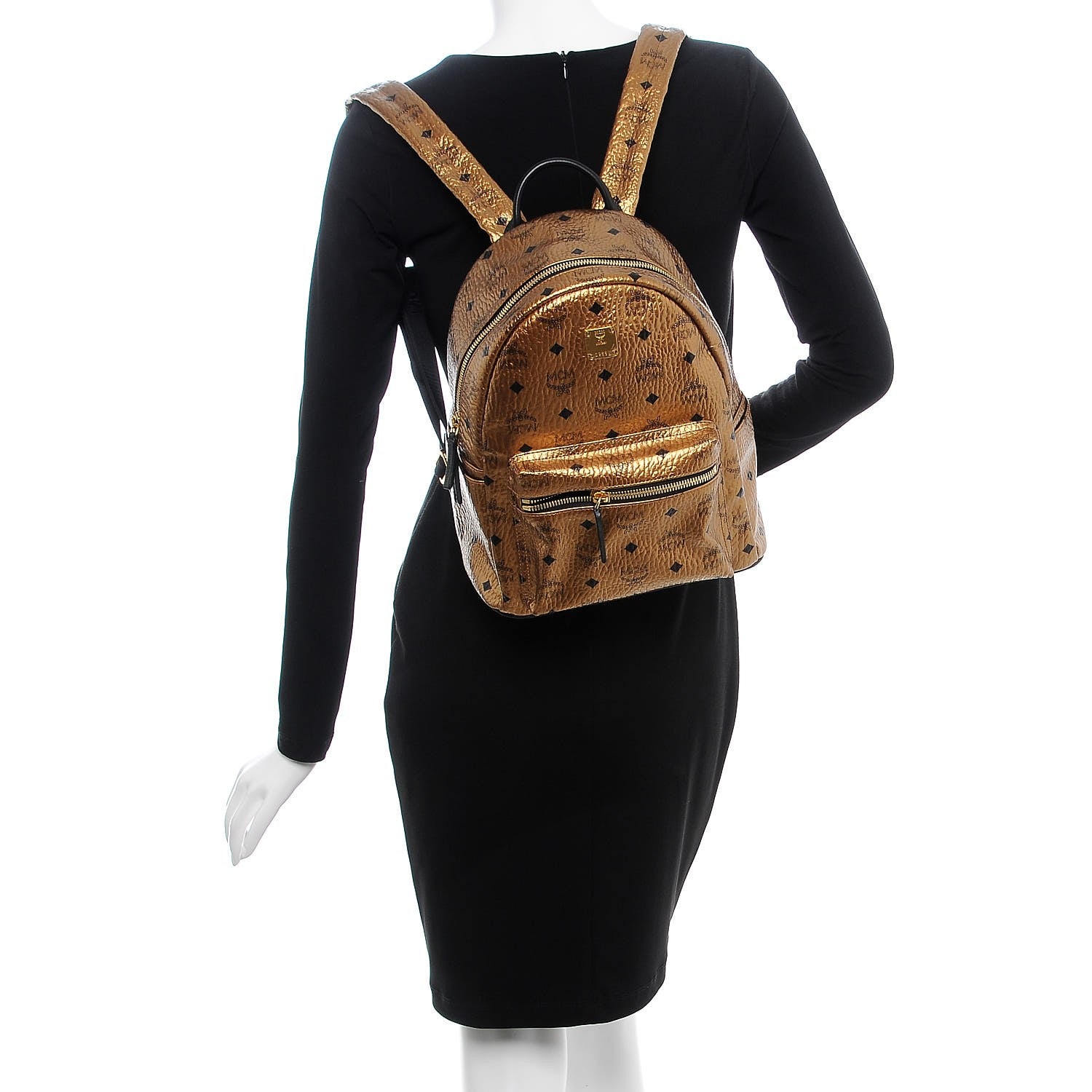 MCM Metallic Visetos Small Stark Backpack Gold 2 of 10