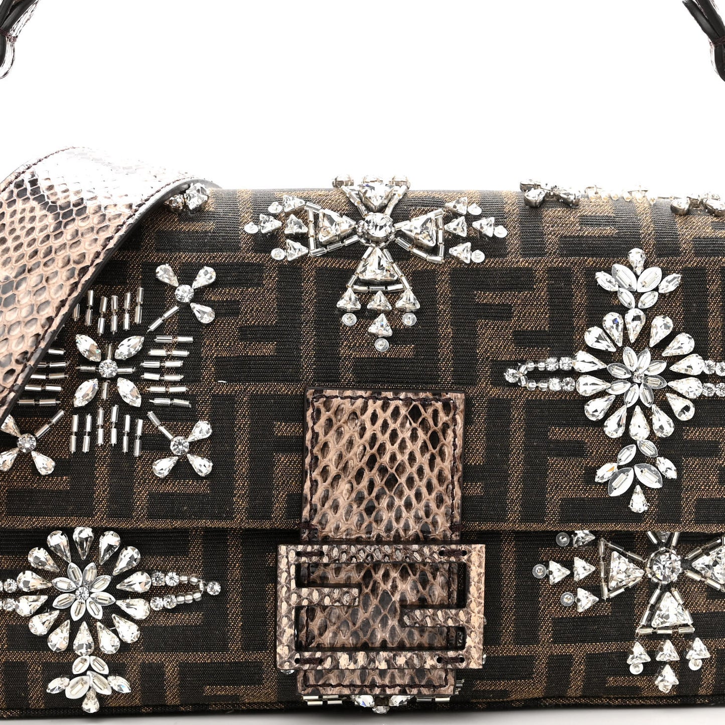 Re-Edition Elaphe Fabric Jacquard FF 1974 Embroidered Baguette Multicolor