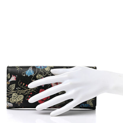 Gucci Shangai Calfskin Flora Knight Flap Wallet Black 2 of 9