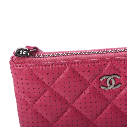 Chanel Perforated Lambskin Quilted Small Cosmetic Case Pink 11 of 11