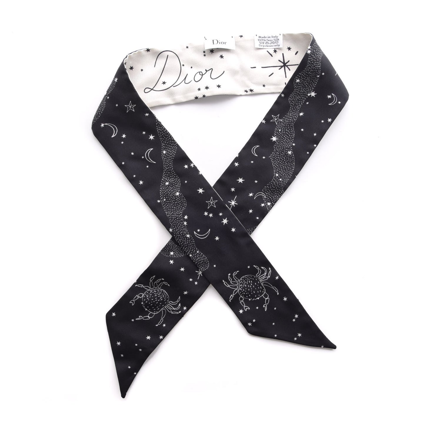 Silk Zodiac Cancer Mitzah Scarf Black