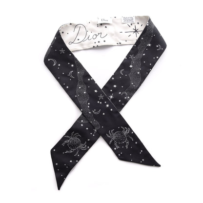 Christian Dior Silk Zodiac Cancer Mitzah Scarf Black 1 of 5