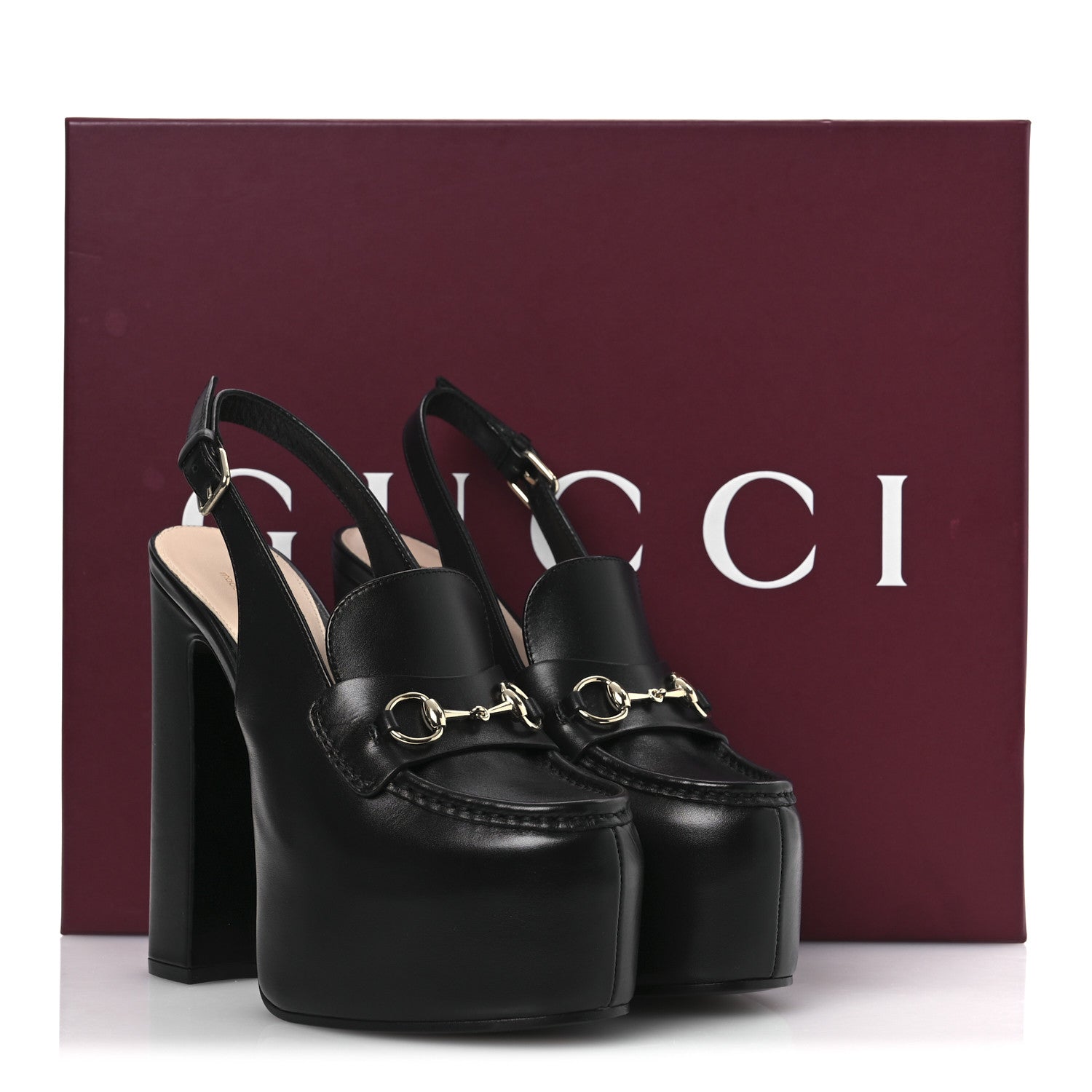 Gucci Calfskin Horsebit Platform 70/160mm Slingback Mules 37.5 Black 13 of 13