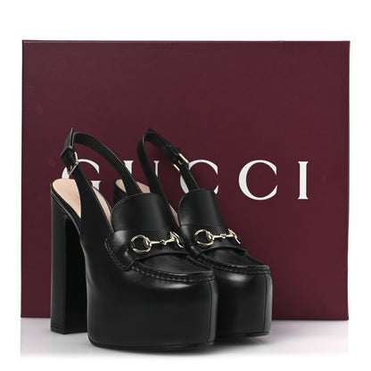 Gucci Calfskin Horsebit Platform 70/160mm Slingback Mules 37.5 Black 13 of 13