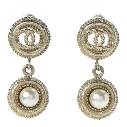 Chanel Pearl CC Drop Earrings Gold Pearly White 1 of 5