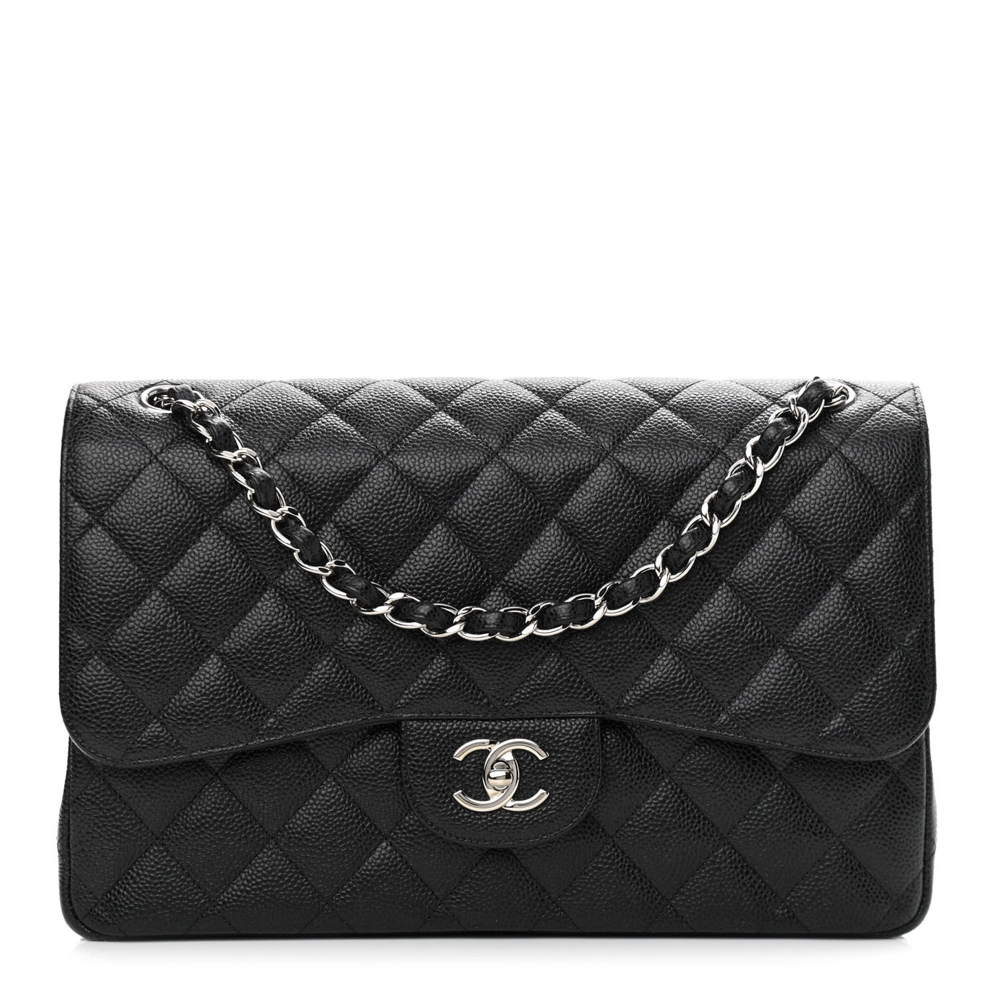 Caviar Quilted Jumbo Double Flap Black
