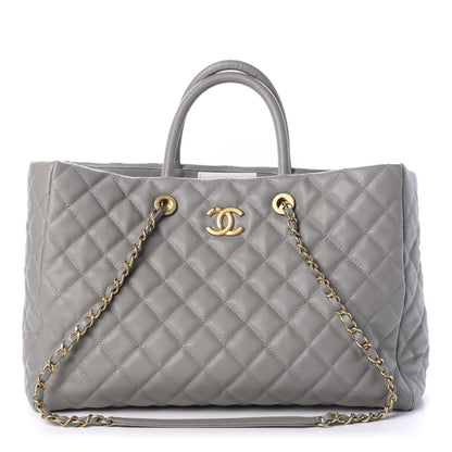 Chanel Caviar Quilted Large Coco Handle Shopping Tote Grey 1 of 9