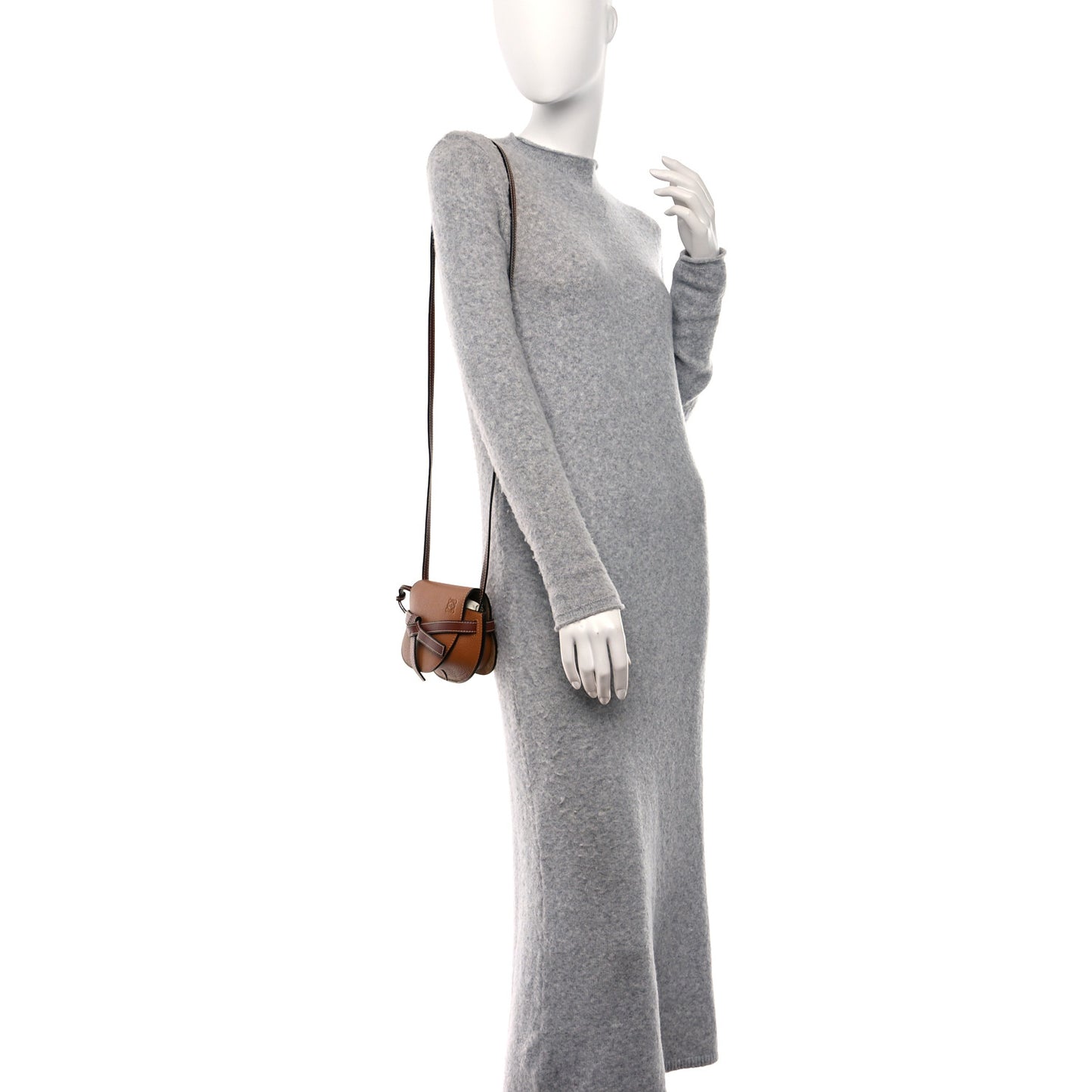 Grained Calfskin Mini Gate Crossbody Bag Caramel Pecan