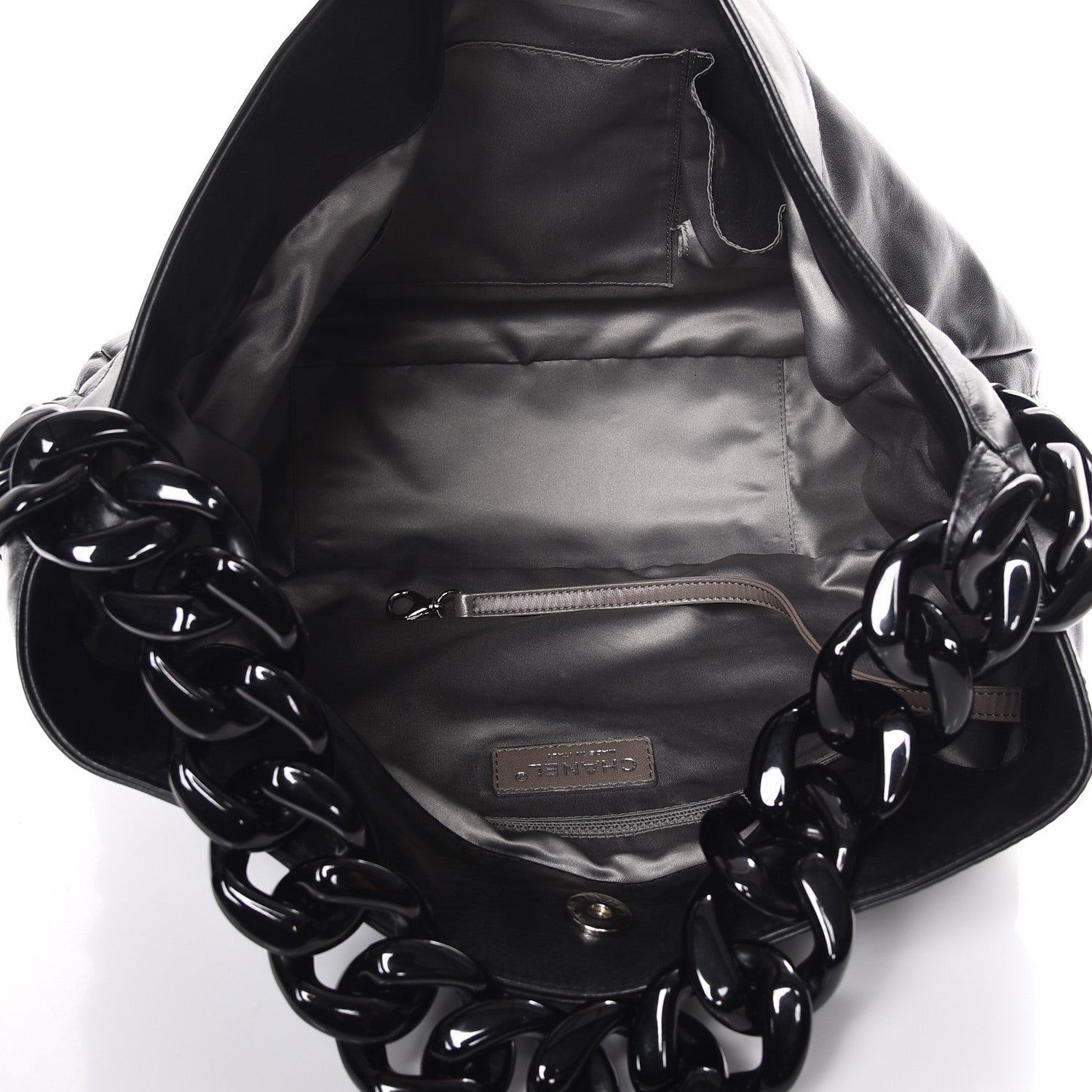 Chanel Calfskin Modern Chain Rhodoid Hobo Black 5 of 7