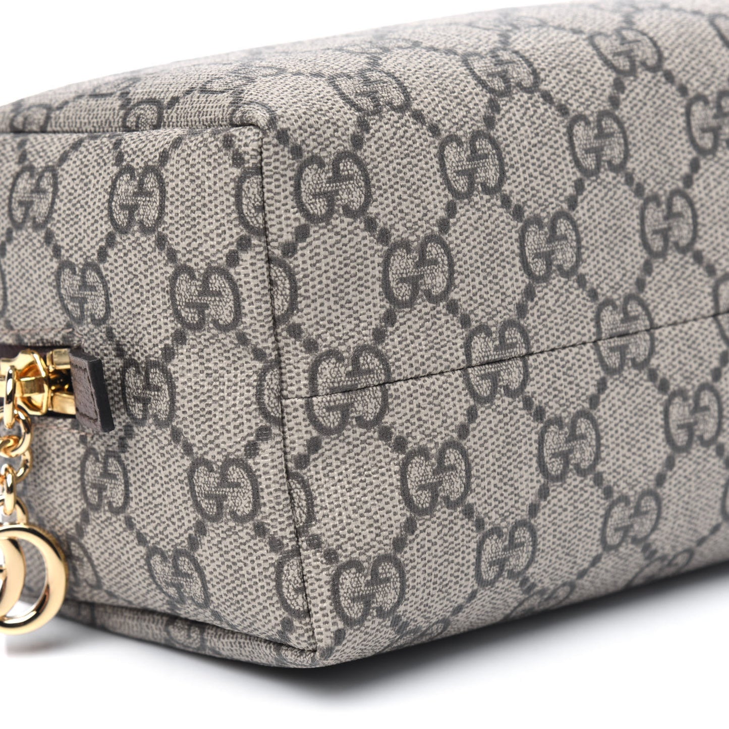 Soft GG Supreme Monogram Calfskin Medium Ophidia Cosmetic Case Beige Ebony New Acero