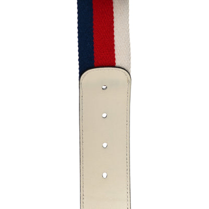 Gucci Nylon Calfskin Sylvie Web Double G 40mm Belt 80 32 Mystic White Hibiscus Red Maritime 5 of 7
