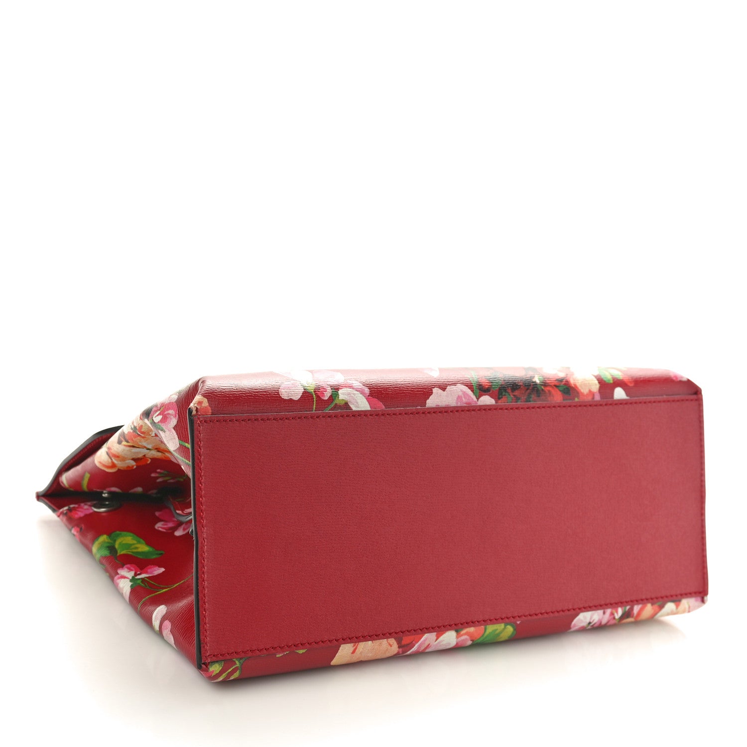 Gucci Shangai Calfskin Blooms Print Medium Bamboo Daily Top Handle Bag Romantic Cerise Multicolor 4 of 9