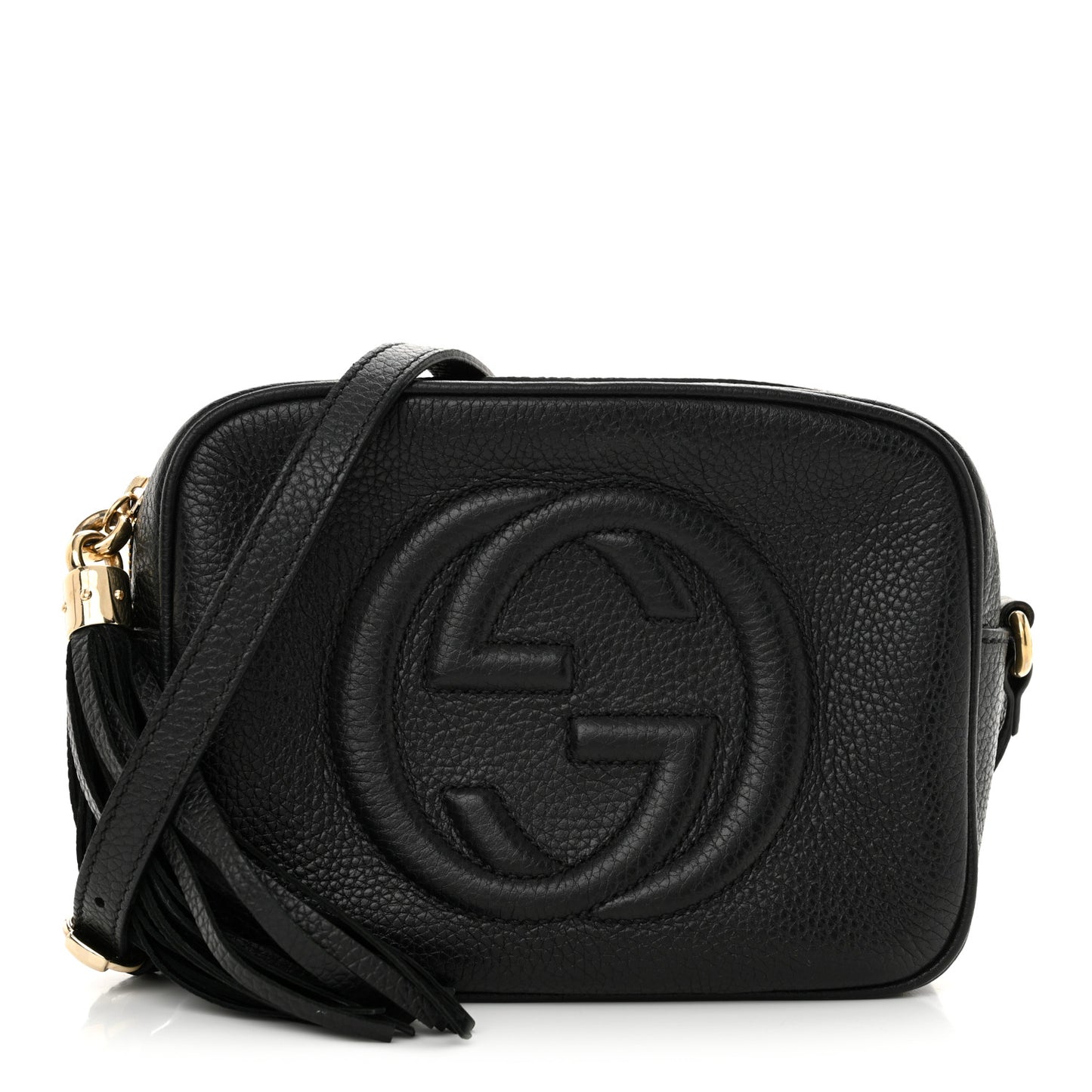 Pebbled Calfskin Small Soho Disco Bag Black