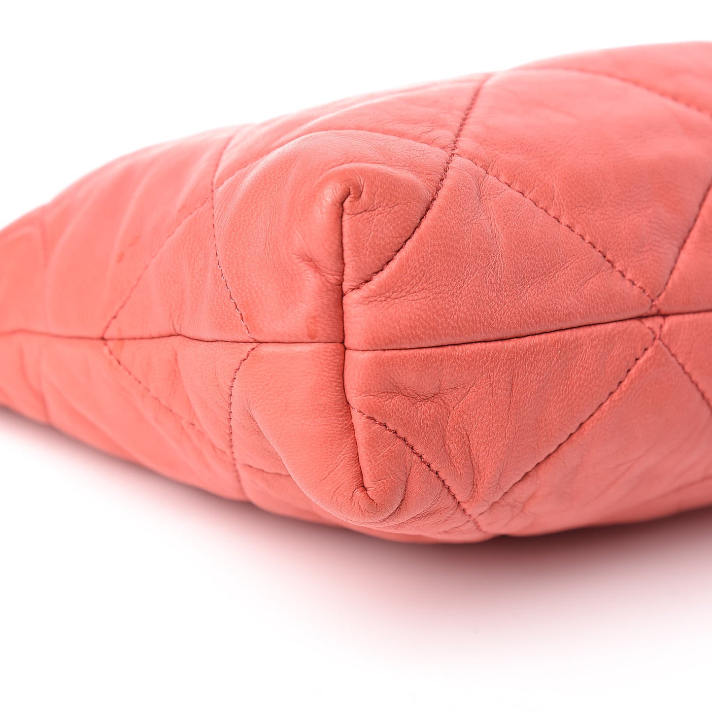Lambskin Quilted Amalia Cosmetic Pouch Coral