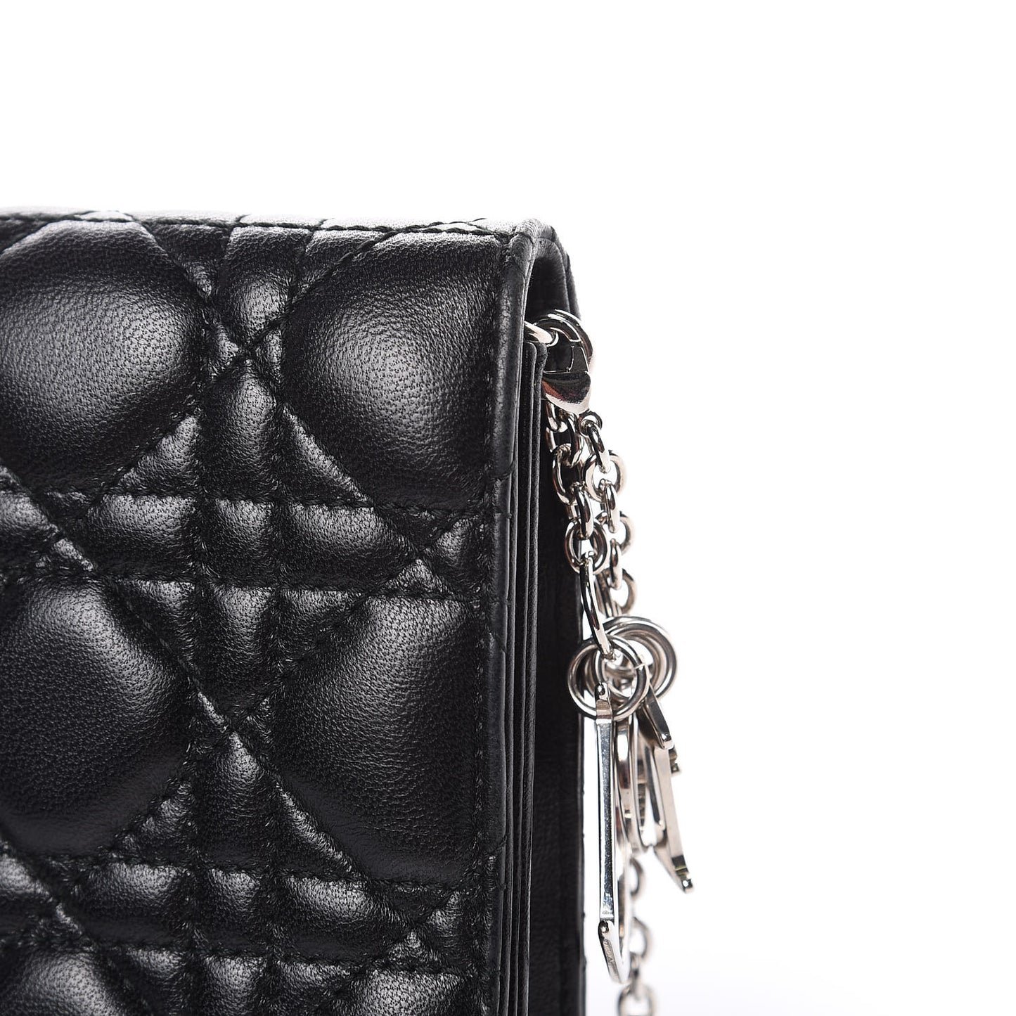 Lambskin Cannage Lady Dior Convertible Clutch Black