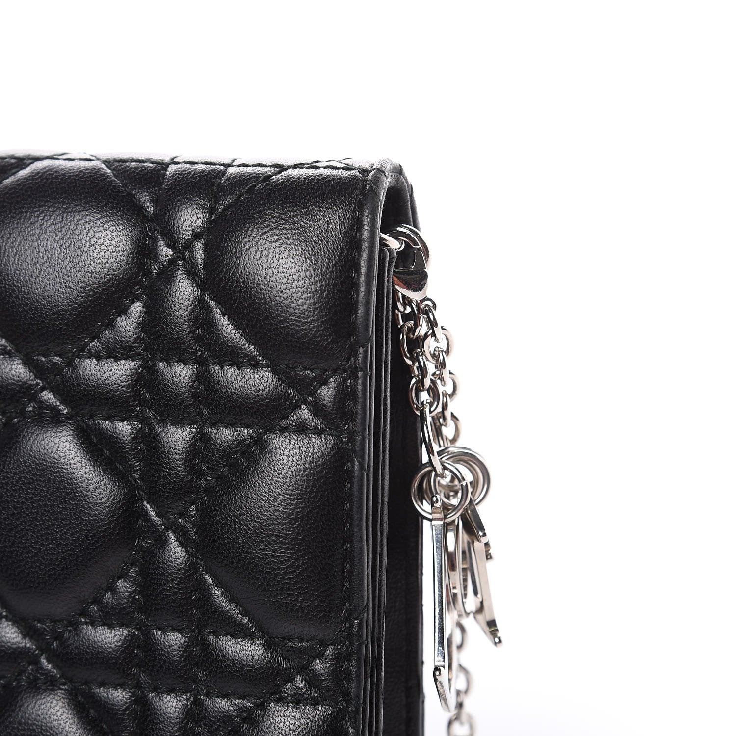 Christian Dior Lambskin Cannage Lady Dior Convertible Clutch Black 8 of 11