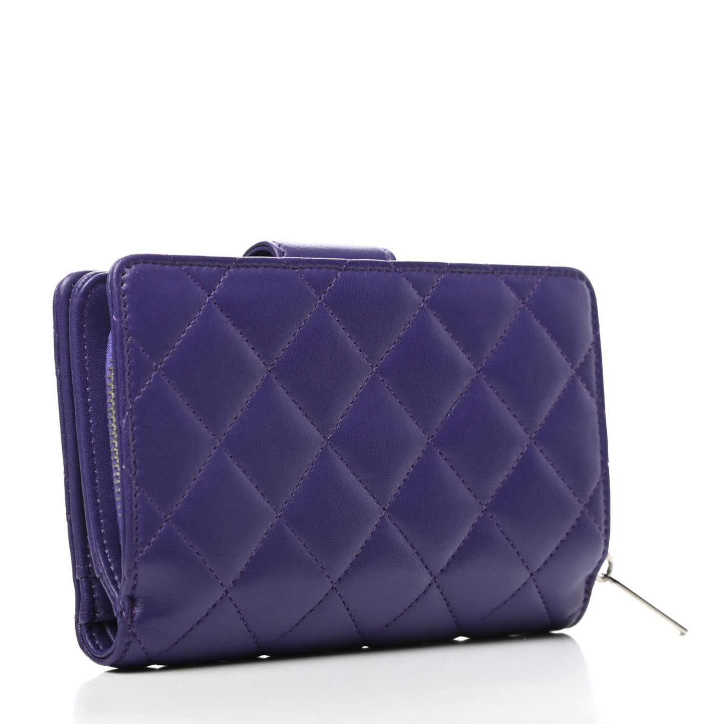 Lambskin Quilted Reissue Zipped Pocket Wallet Purple.