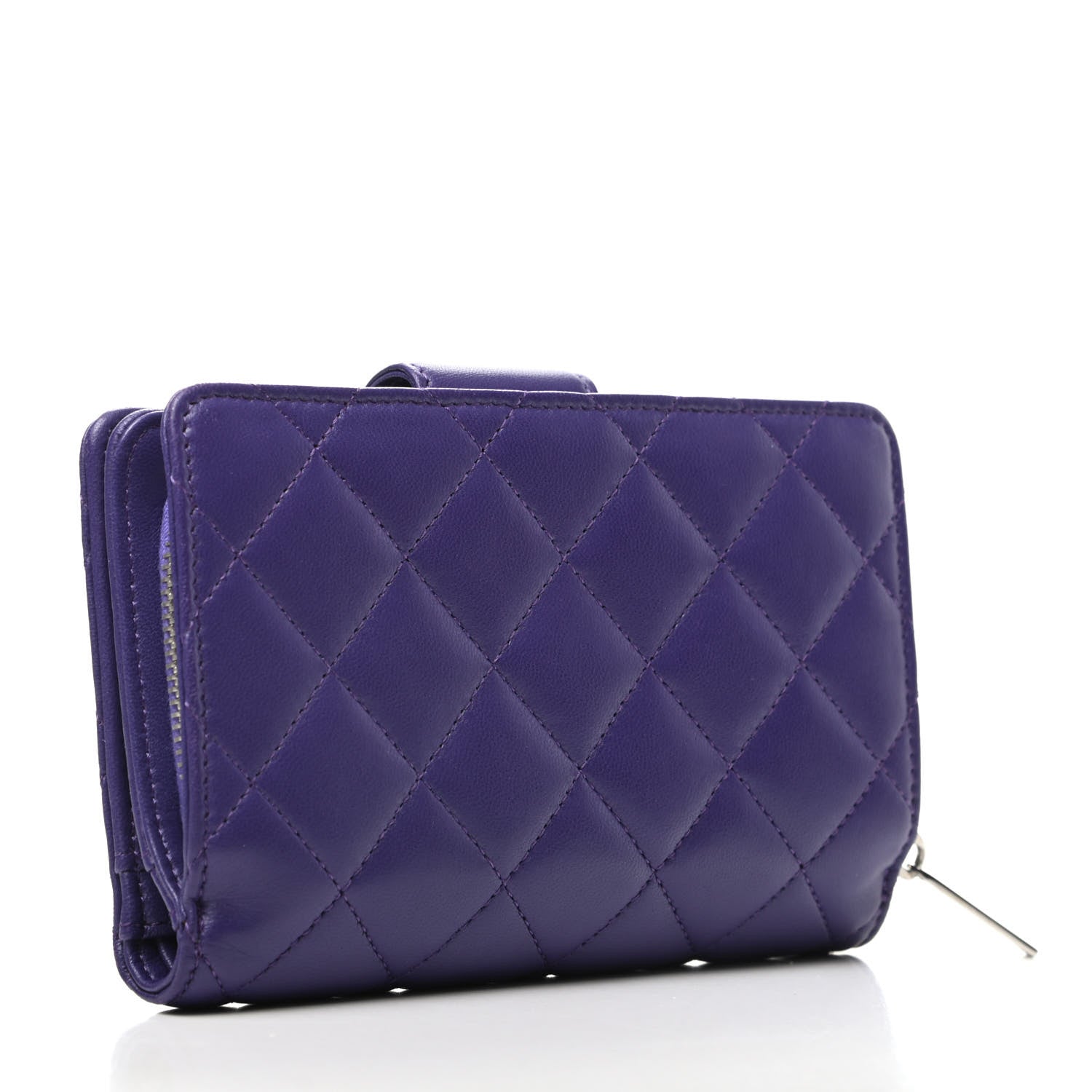 Chanel Lambskin Quilted Reissue Zipped Pocket Wallet Purple. 3 of 11