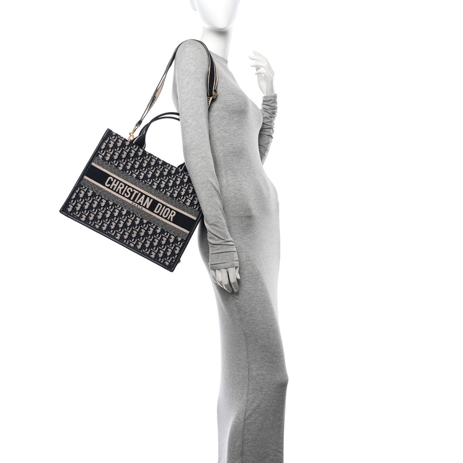 Christian Dior Oblique Calfskin Medium Book Tote With Strap Blue Multicolor Blue Multicolor 2 of 12