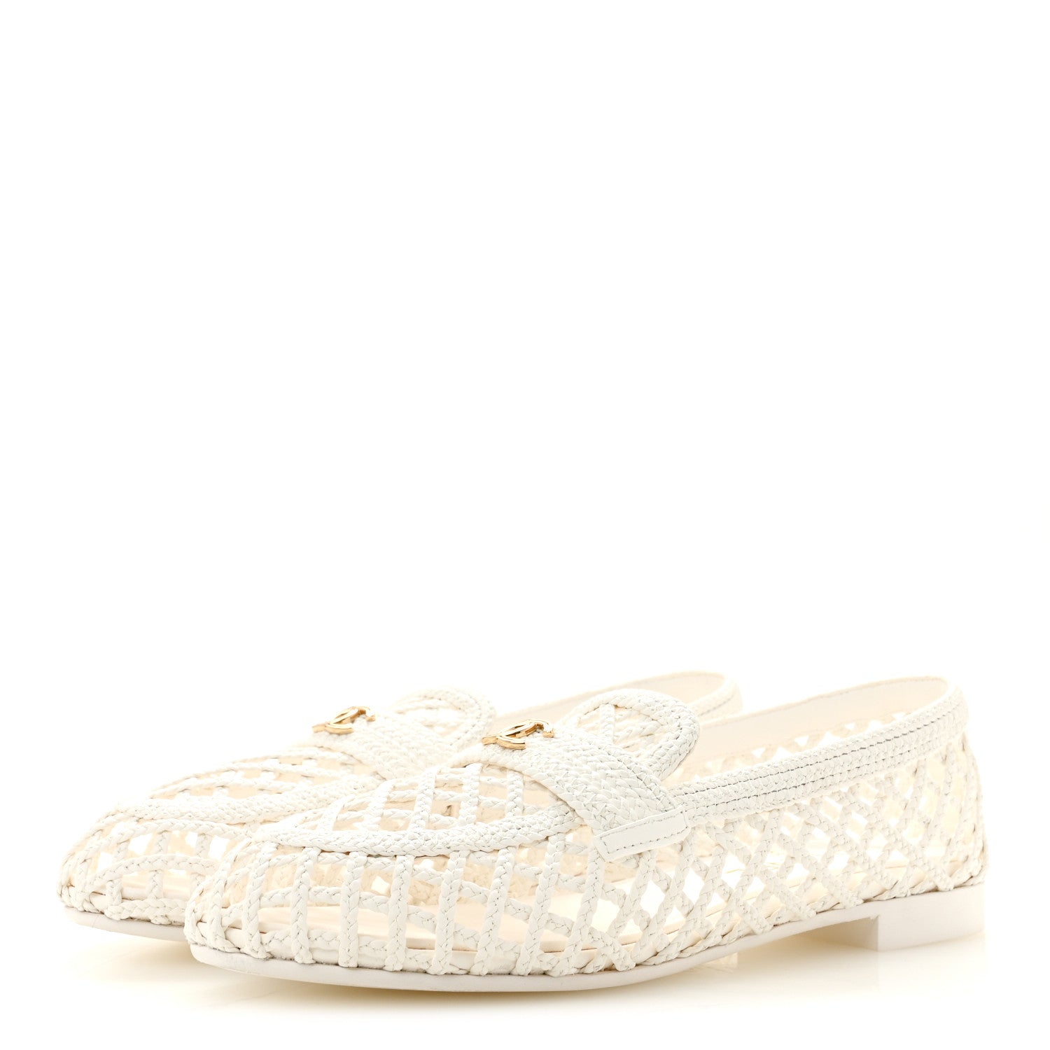 Chanel Braided Lambskin CC Mocassin Loafers 41 White 4 of 10