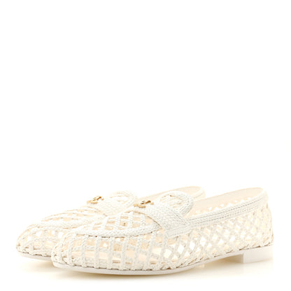 Chanel Braided Lambskin CC Mocassin Loafers 41 White 4 of 10
