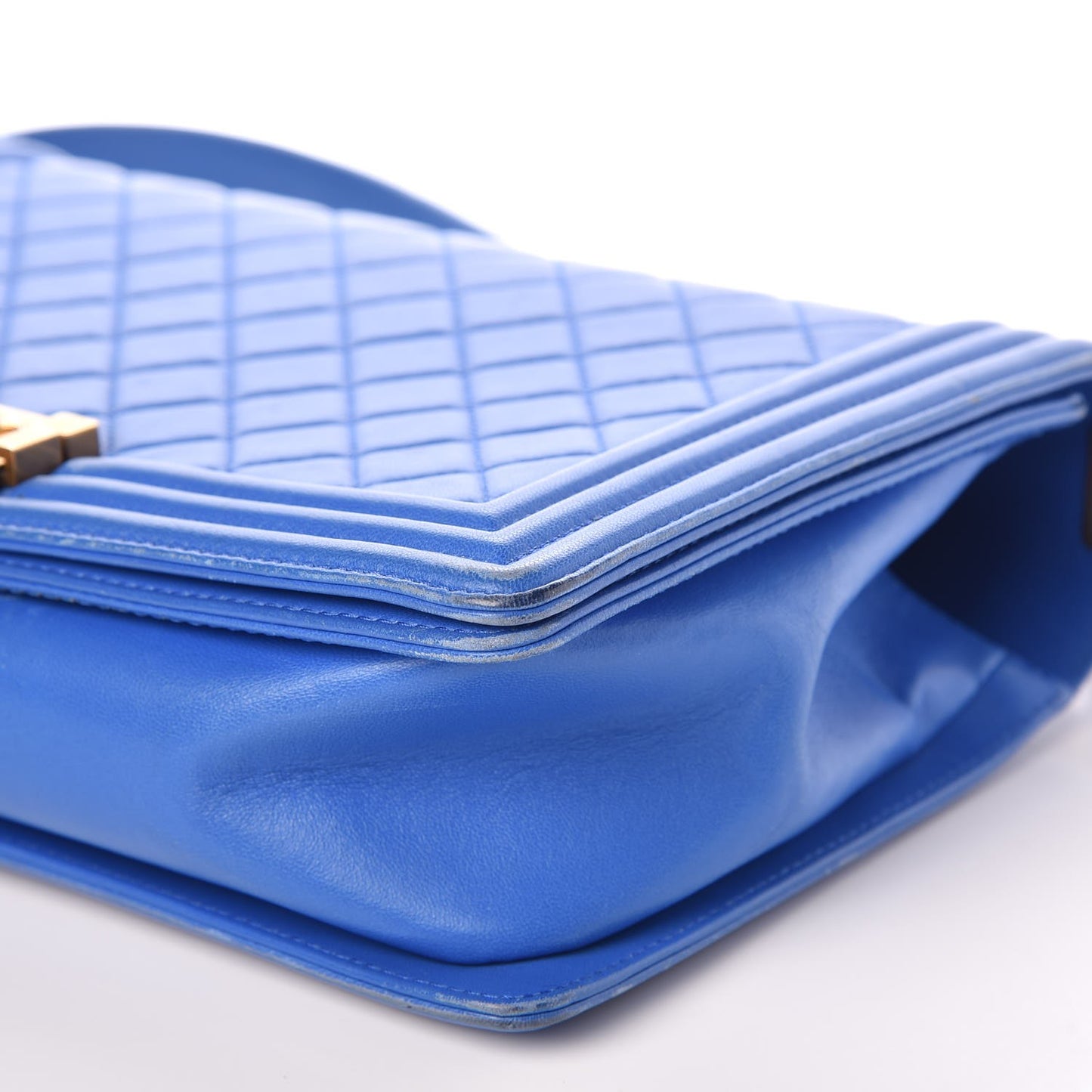 Lambskin Quilted New Medium Boy Flap Blue