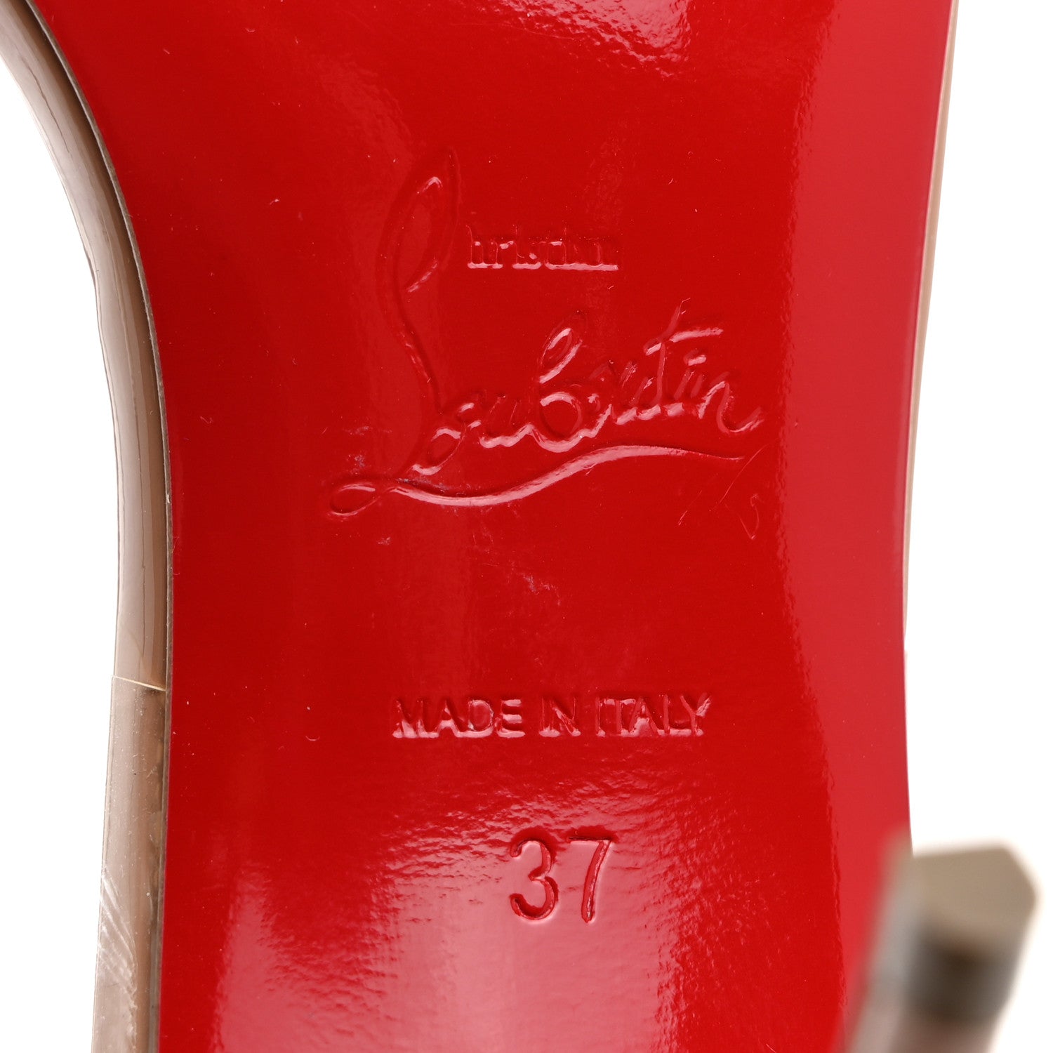 Christian Louboutin Patent PVC Just Nothing 85 Slide Sandals 37 Nude 7 of 7