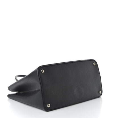 Prada Saffiano Cuir Medium Double Handle Tote Black Fuoco 5 of 11