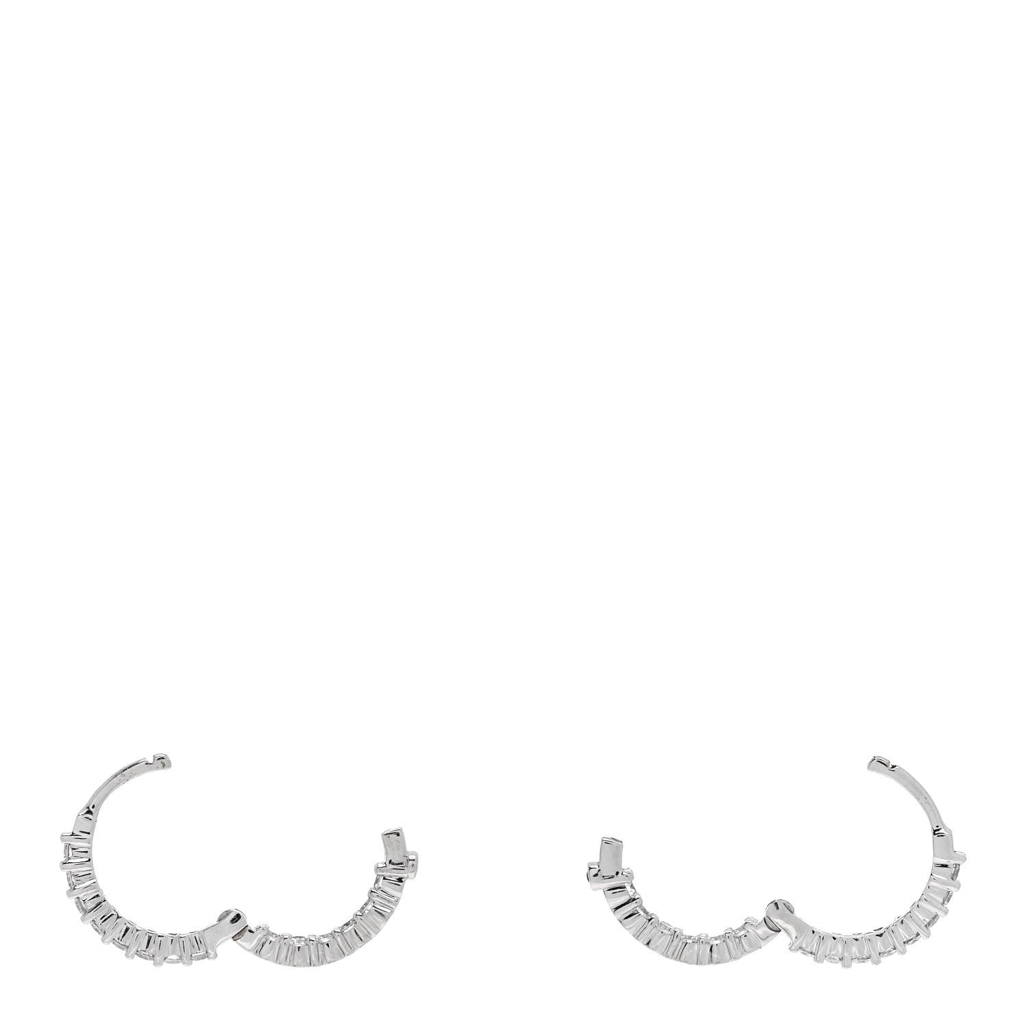 Roberto Coin 18K White Gold Diamond .76ctw Inside Out Hoop Earrings 3 of 5