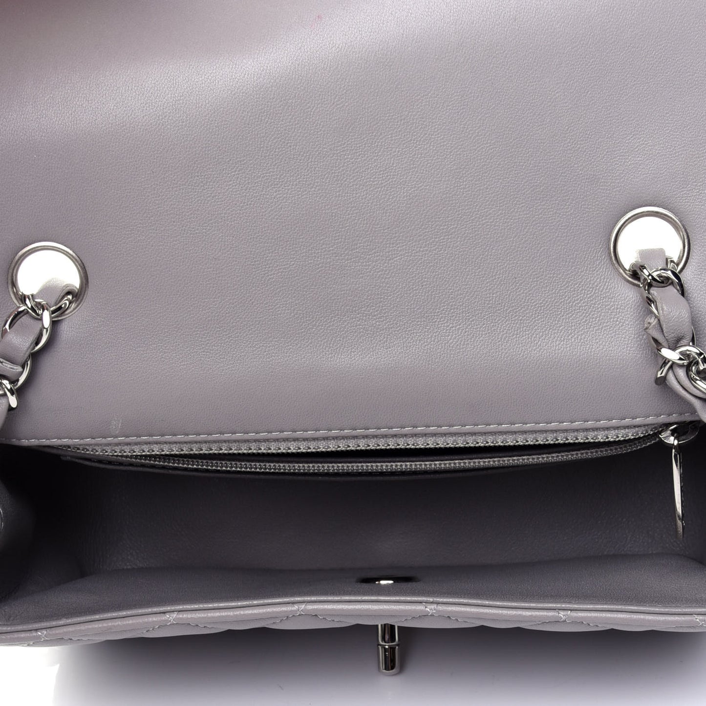 Lambskin Quilted Mini Rectangular Flap Grey