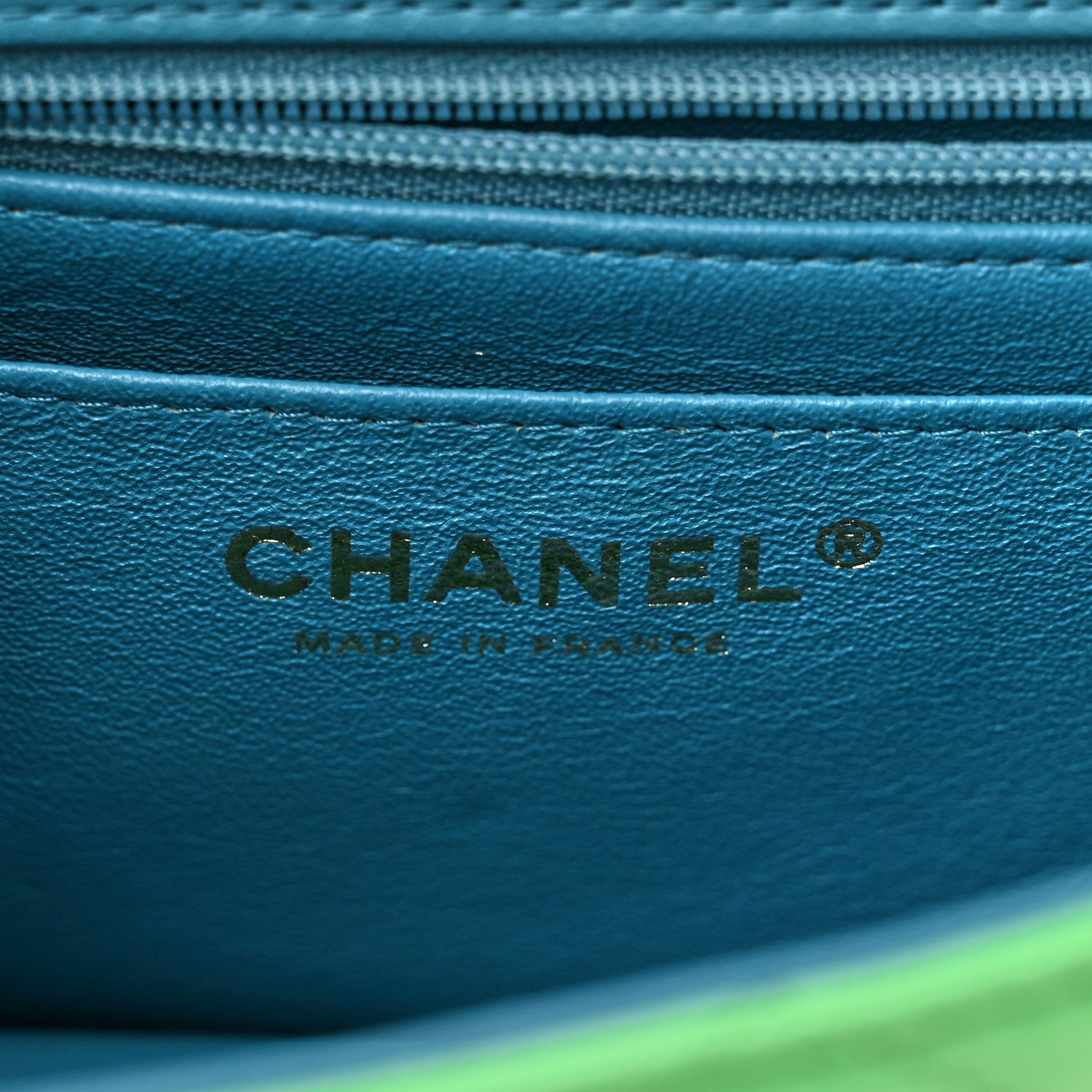 Chanel Lambskin Quilted Mini Rectangular Flap Green Blue 6 of 11